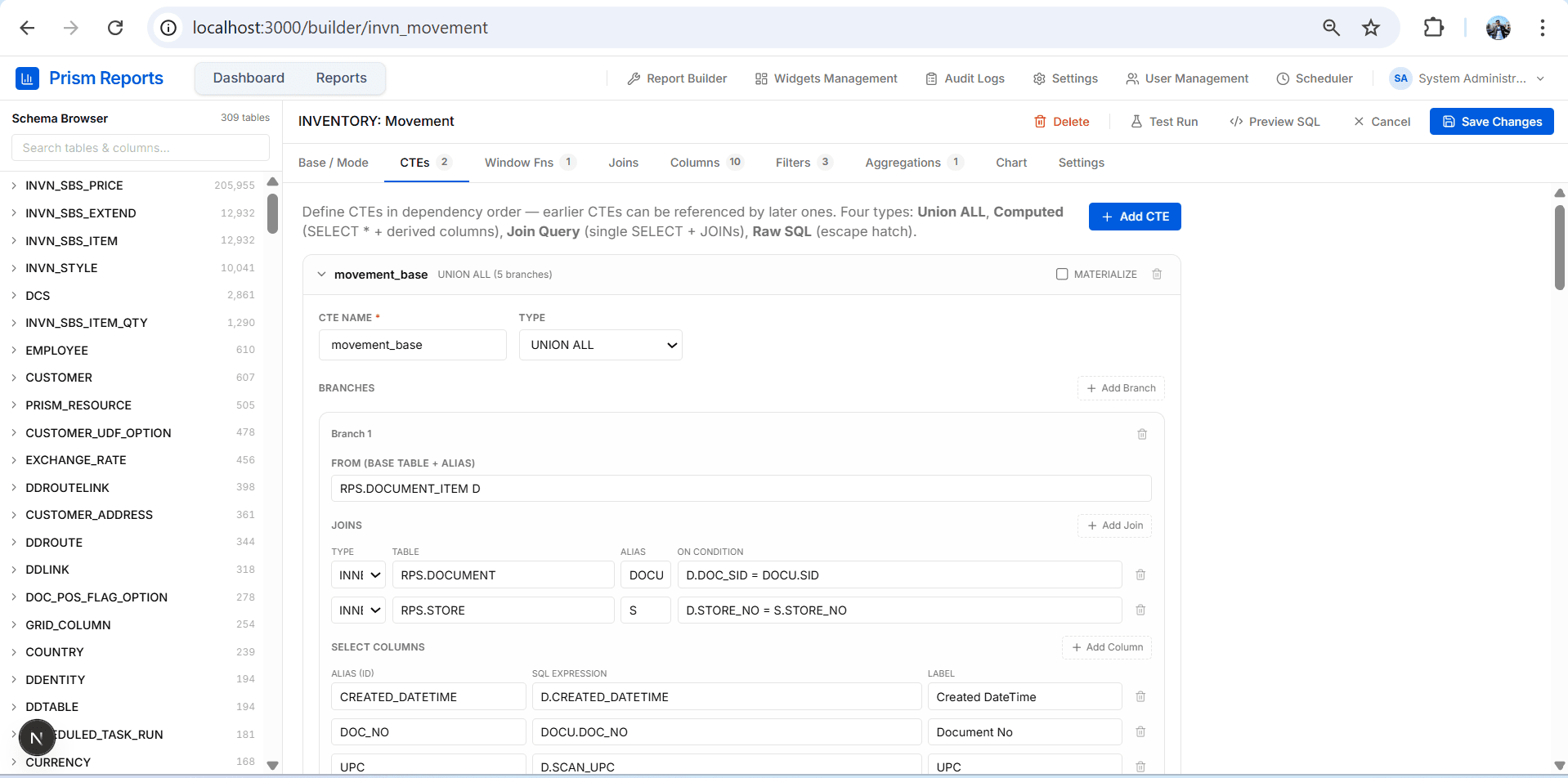 Report Builder Interface